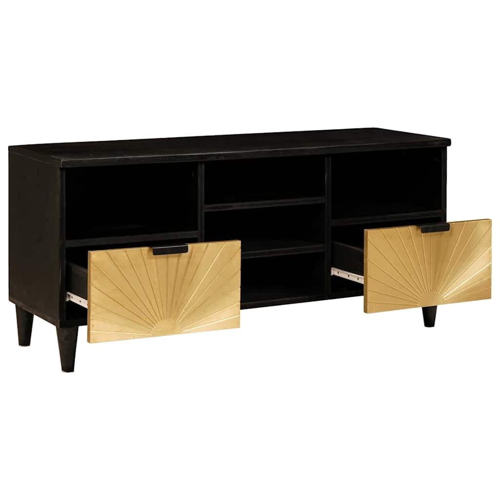 vidaXL TV Cabinet Black and Gold 100 x 33 x 46 cm Engineered Wood 2