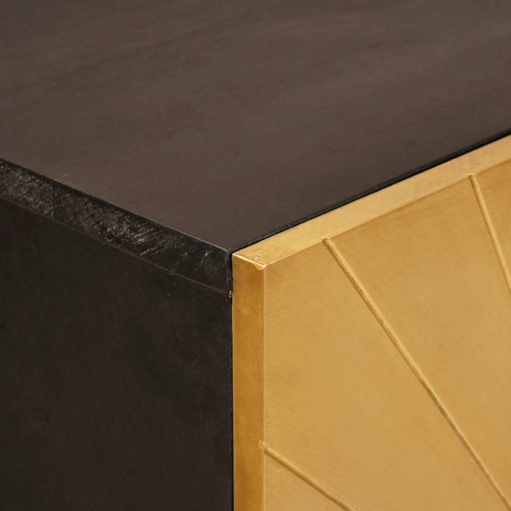 Side Cabinet Black and Gold Engineered Wood, image 6