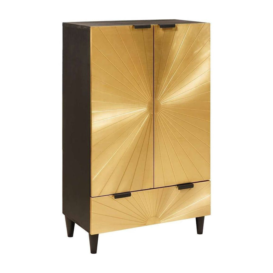 Side Cabinet Black and Gold Engineered Wood