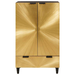 Side Cabinet Black and Gold Engineered Wood, image 3