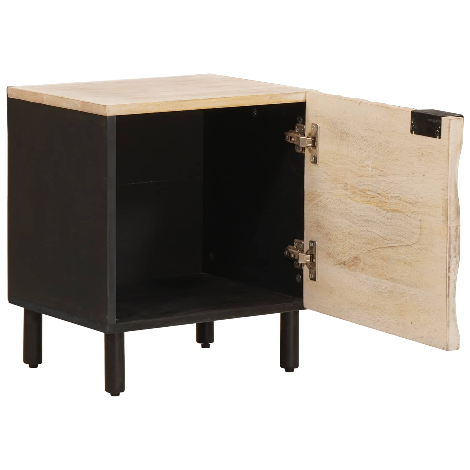 vidaXL Bedside Cabinet White 40 x 33 x 46 cm Solid Mango Wood 2