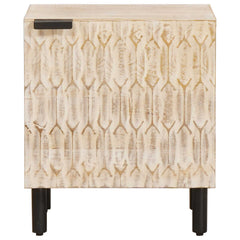 vidaXL Bedside Cabinet White 40 x 33 x 46 cm Solid Mango Wood 3
