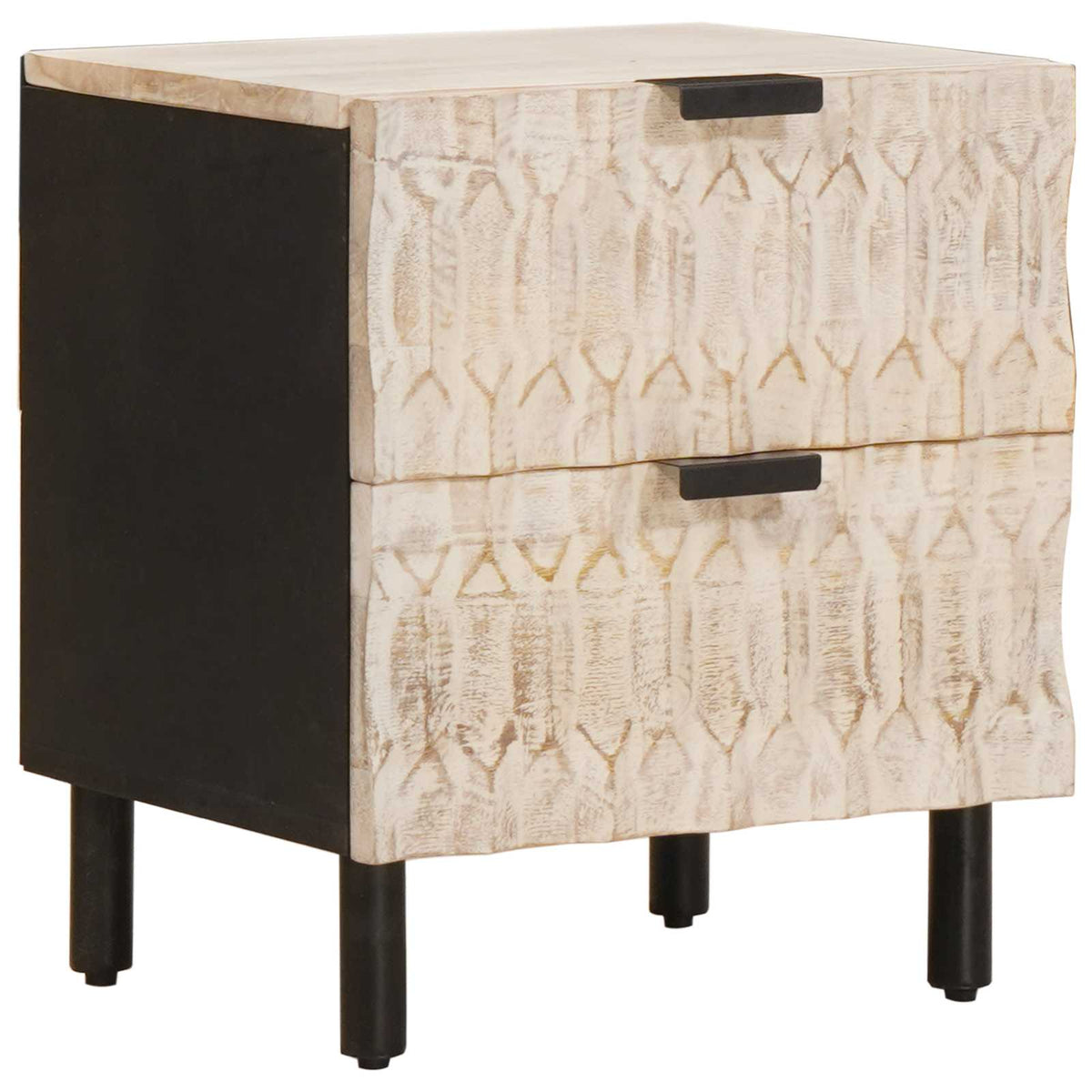 vidaXL Bedside Cabinet 2 pcs White 40 x 33 x 46 cm Solid Mango Wood 3