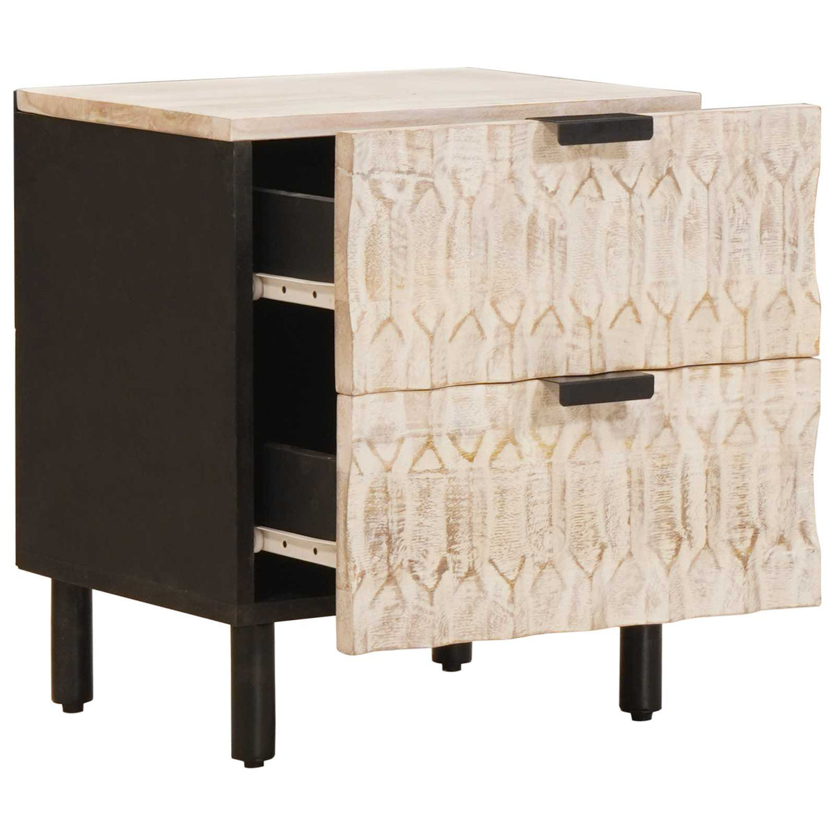 vidaXL Bedside Cabinet 2 pcs White 40 x 33 x 46 cm Solid Mango Wood 4