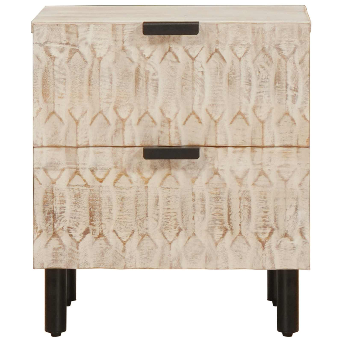 vidaXL Bedside Cabinet 2 pcs White 40 x 33 x 46 cm Solid Mango Wood 5