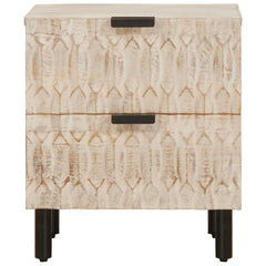 vidaXL Bedside Cabinet 2 pcs White 40 x 33 x 46 cm Solid Mango Wood 5
