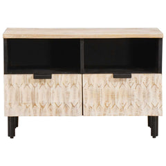 vidaXL TV Cabinet White Wash Finish 70 x 33 x 46 cm Solid Mango Wood 3
