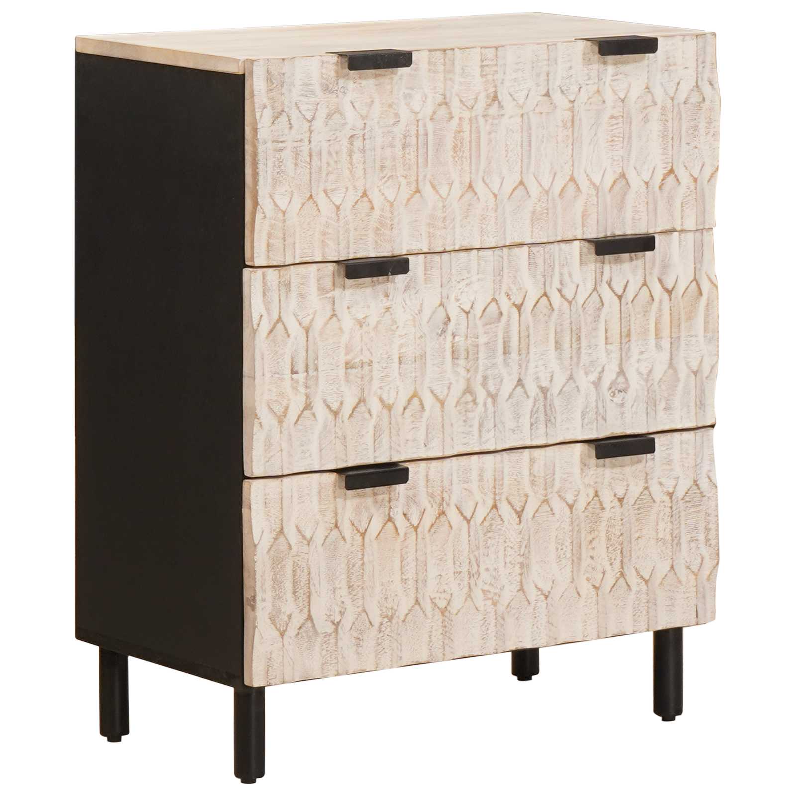 vidaXL Sideboard 60 x 33 x 75 cm Solid Mango Wood White Wash Finish 1