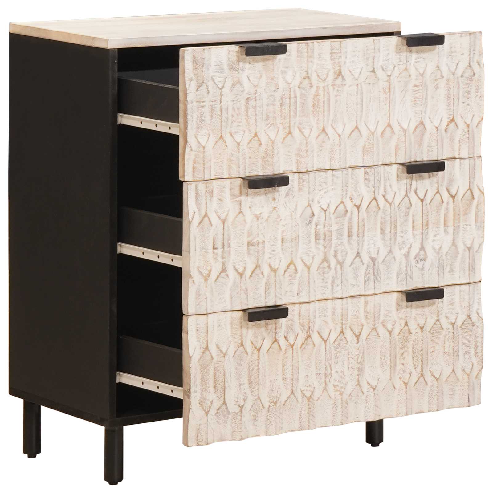 vidaXL Sideboard 60 x 33 x 75 cm Solid Mango Wood White Wash Finish 2