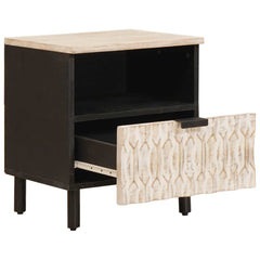 vidaXL Bedside Cabinet White 40 x 33 x 46 cm Solid Mango Wood 3