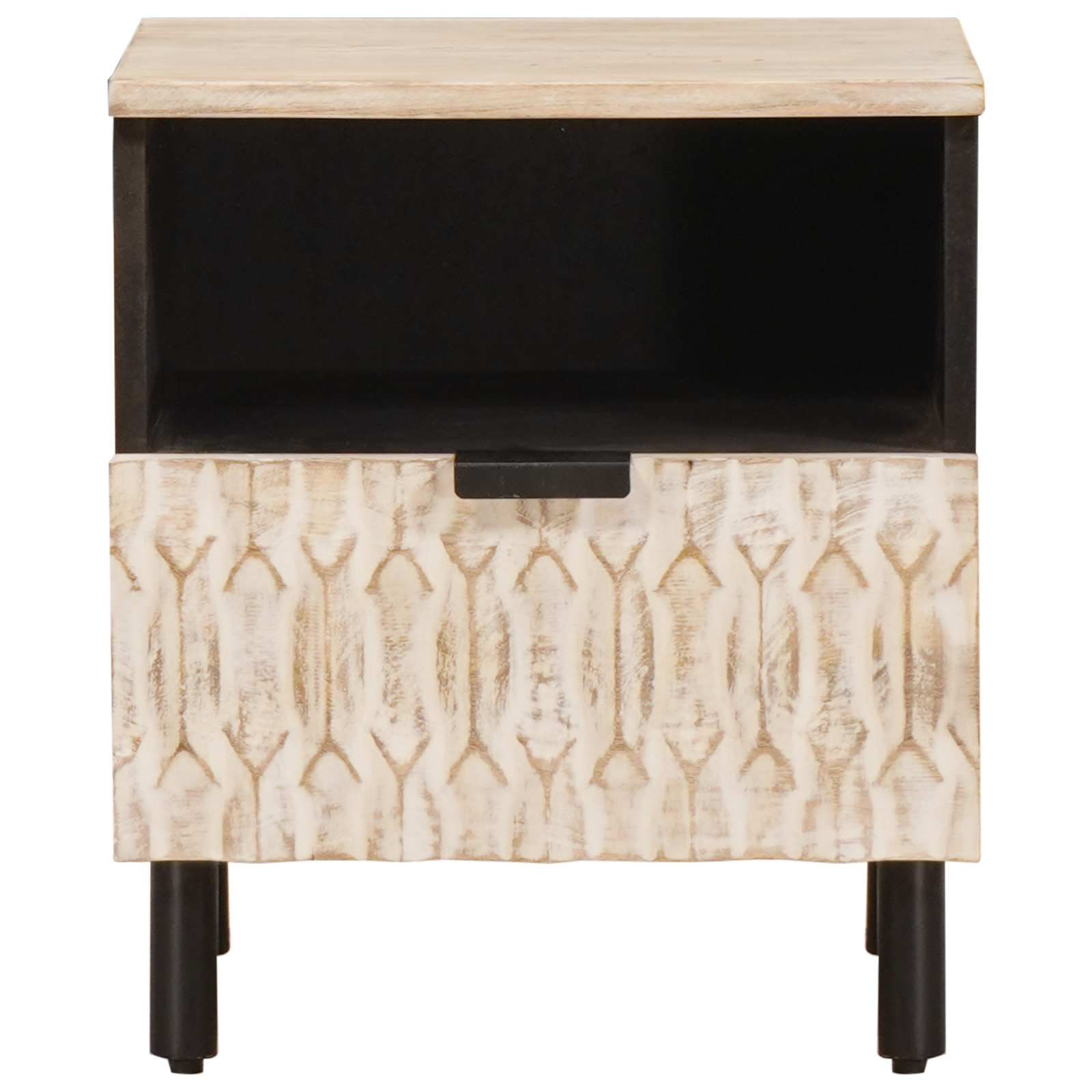 vidaXL Bedside Cabinet White 40 x 33 x 46 cm Solid Mango Wood 4