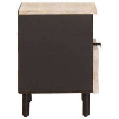 vidaXL Bedside Cabinet White 40 x 33 x 46 cm Solid Mango Wood 5