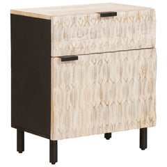 Bedside Cabinet White 50 x 33 x 60 cm Solid Mango Wood White wash finish