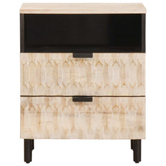 vidaXL Bedside Cabinet White 50 x 33 x 62 cm Solid Mango Wood 3