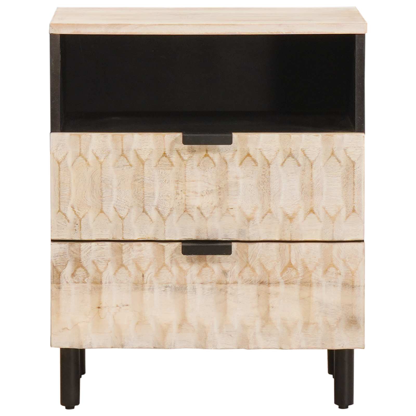 vidaXL Bedside Cabinet White 50 x 33 x 62 cm Solid Mango Wood 3