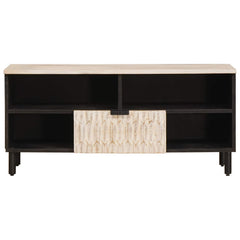 vidaXL TV Cabinet White Wash Finish 100 x 33 x 46 cm Solid Mango Wood 3