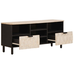 vidaXL TV Cabinet White Wash Finish 100 x 33 x 46 cm Solid Mango Wood 2