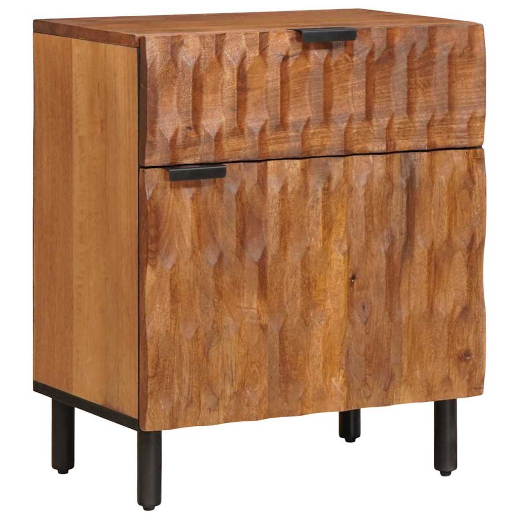 Bedside Cabinet White 50 x 33 x 60 cm Solid Mango Wood Acacia brown finish