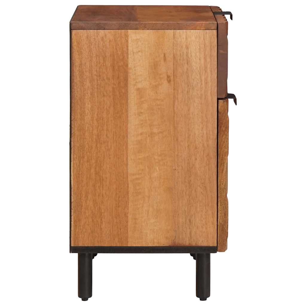 Bedside Cabinet White 50 x 33 x 60 cm Solid Mango Wood Acacia brown finish