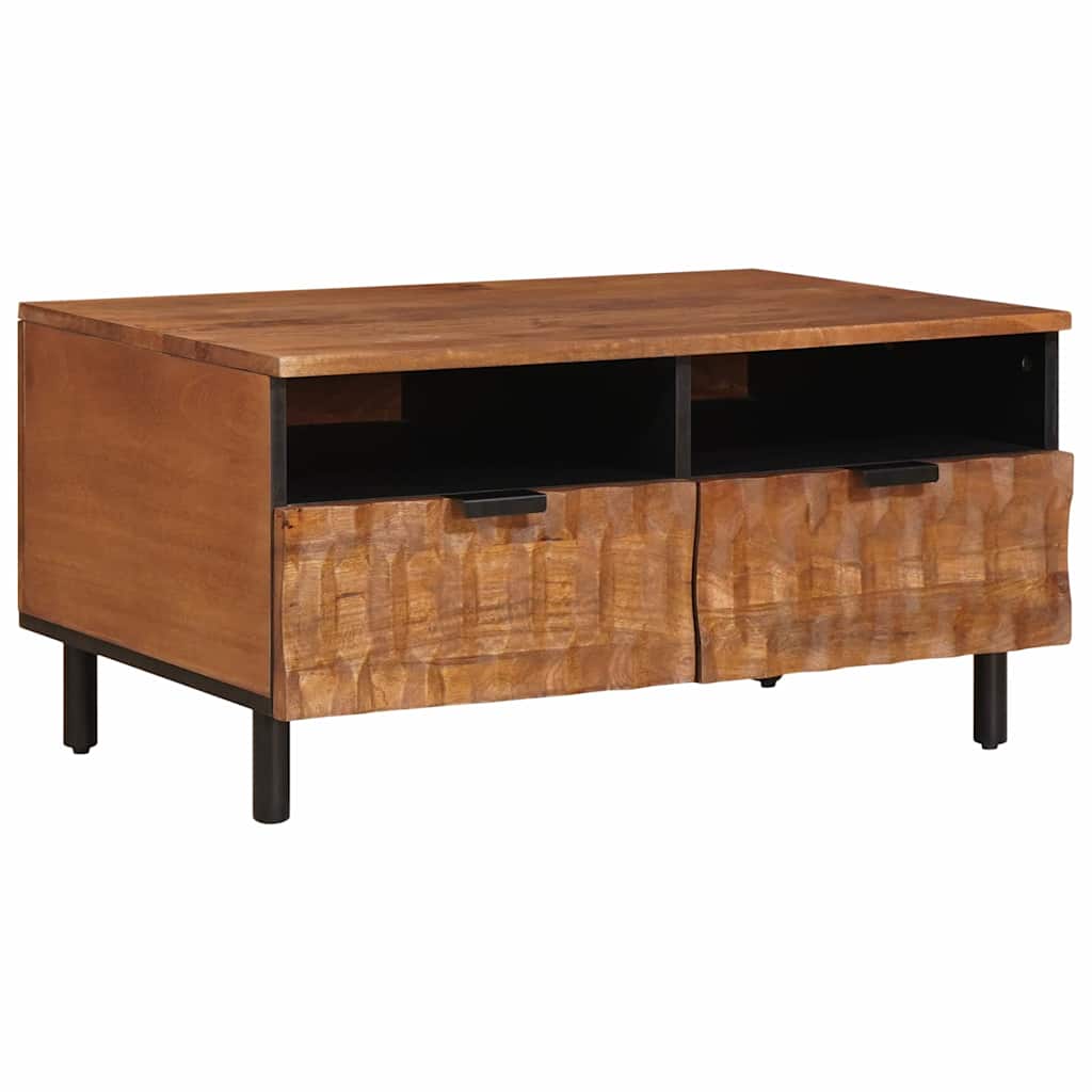 Coffee Table with Drawer White 80 x 54 x 40 cm Solid Mango Wood Acacia brown finish