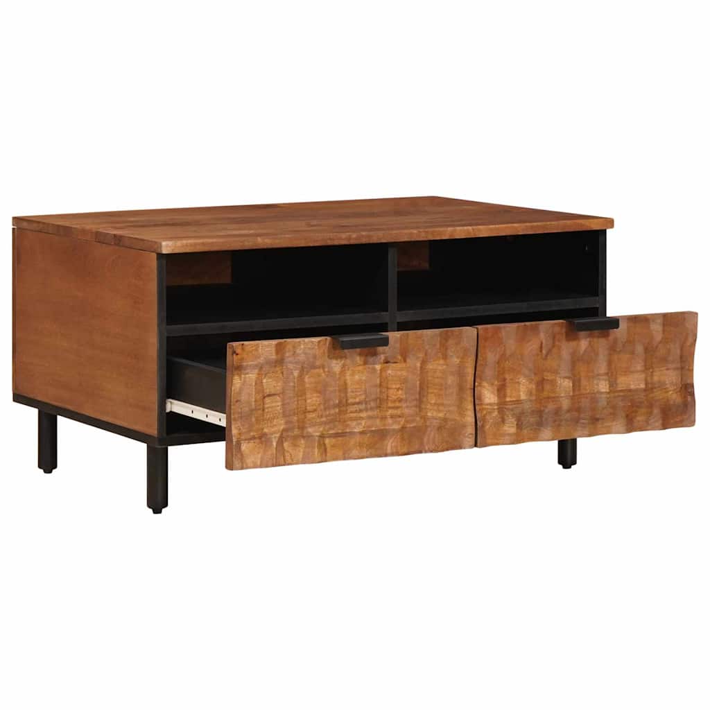 Coffee Table with Drawer White 80 x 54 x 40 cm Solid Mango Wood Acacia brown finish