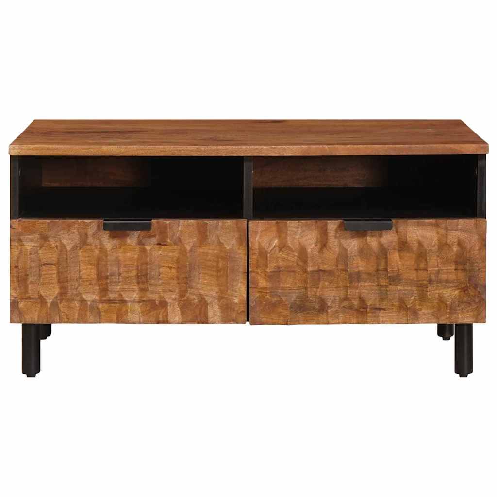 Coffee Table with Drawer White 80 x 54 x 40 cm Solid Mango Wood Acacia brown finish