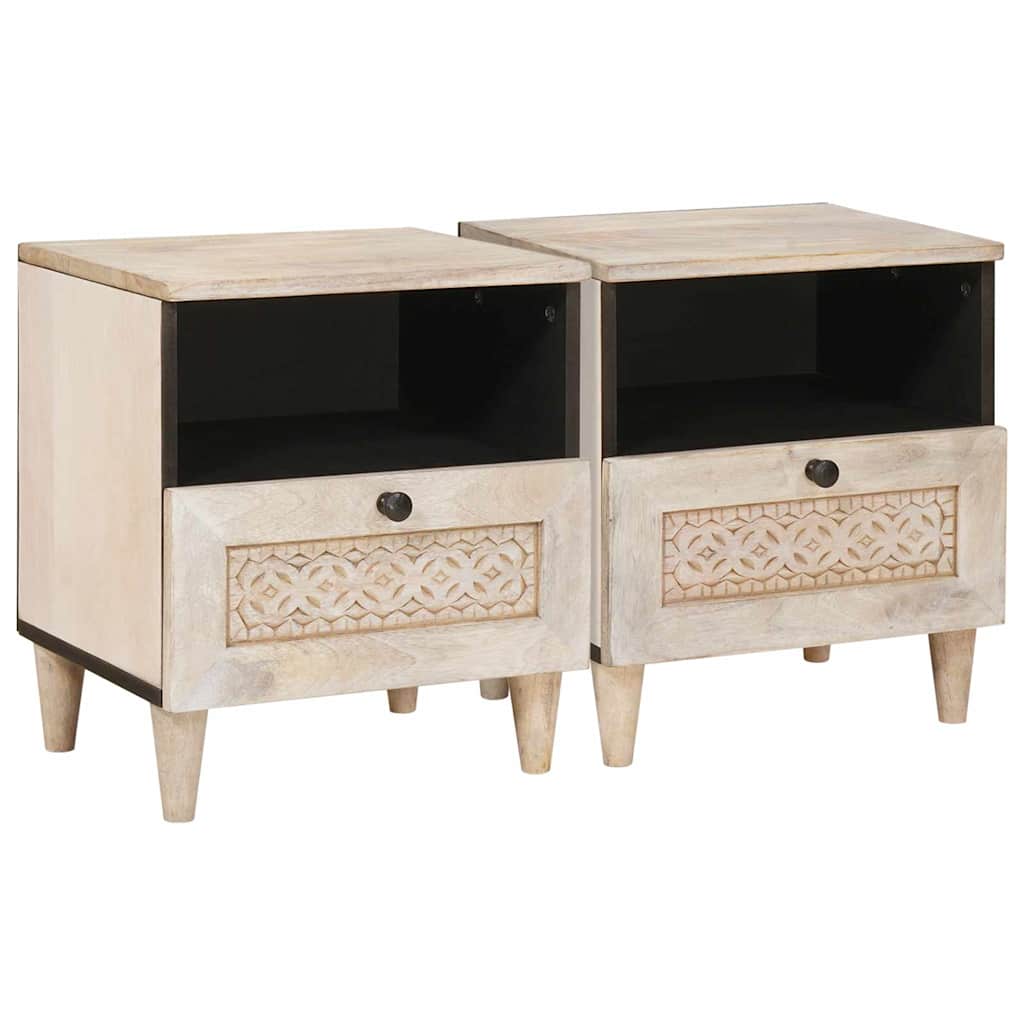 vidaXL Bedside Cabinet 2 pcs White 40 x 33 x 46 cm Engineered Wood 1