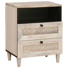 Bedside Cabinet White 50 x 33 x 62 cm Engineered Wood White (bleached finish)