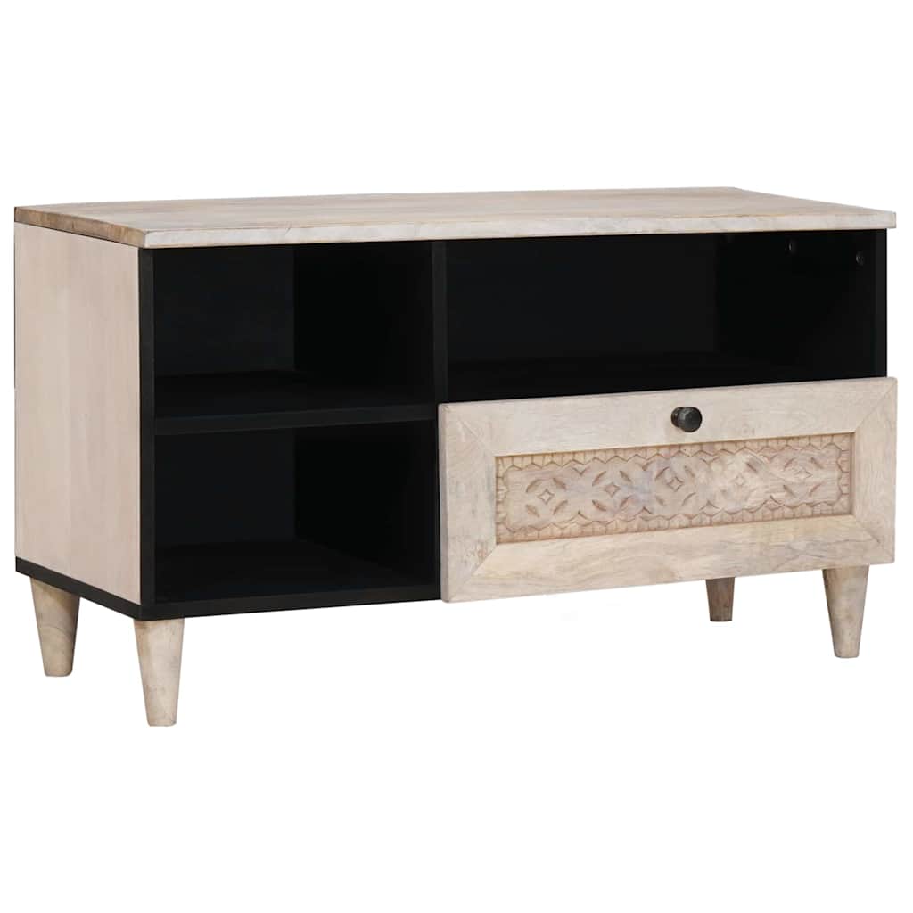 vidaXL TV Cabinet Bleached White 80 x 33 x 46 cm Solid Mango Wood 1