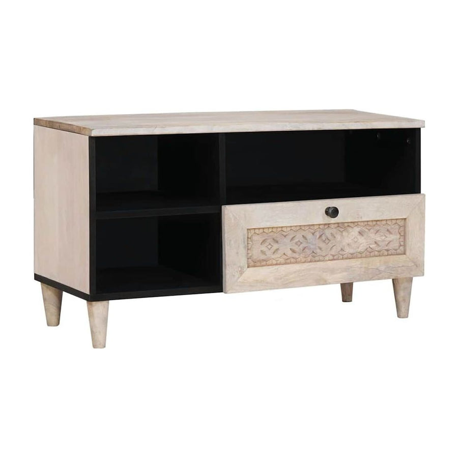 TV Cabinet Bleached White Solid Mango Wood