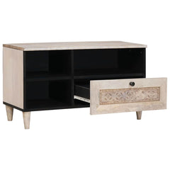 vidaXL TV Cabinet Bleached White 80 x 33 x 46 cm Solid Mango Wood 2