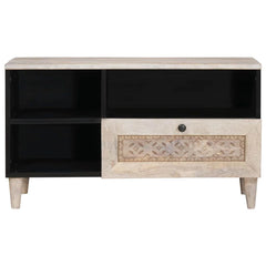 vidaXL TV Cabinet Bleached White 80 x 33 x 46 cm Solid Mango Wood 3