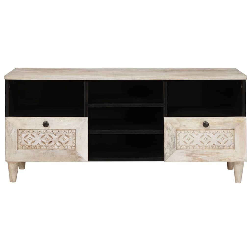TV Cabinet Bleached White Solid Mango Wood, image 3