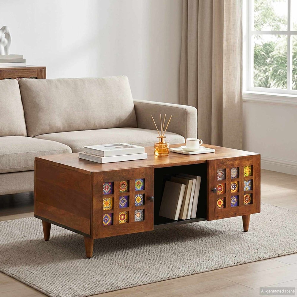 Coffee Table 100 x 54 x 40 cm Solid Mango Wood Walnut