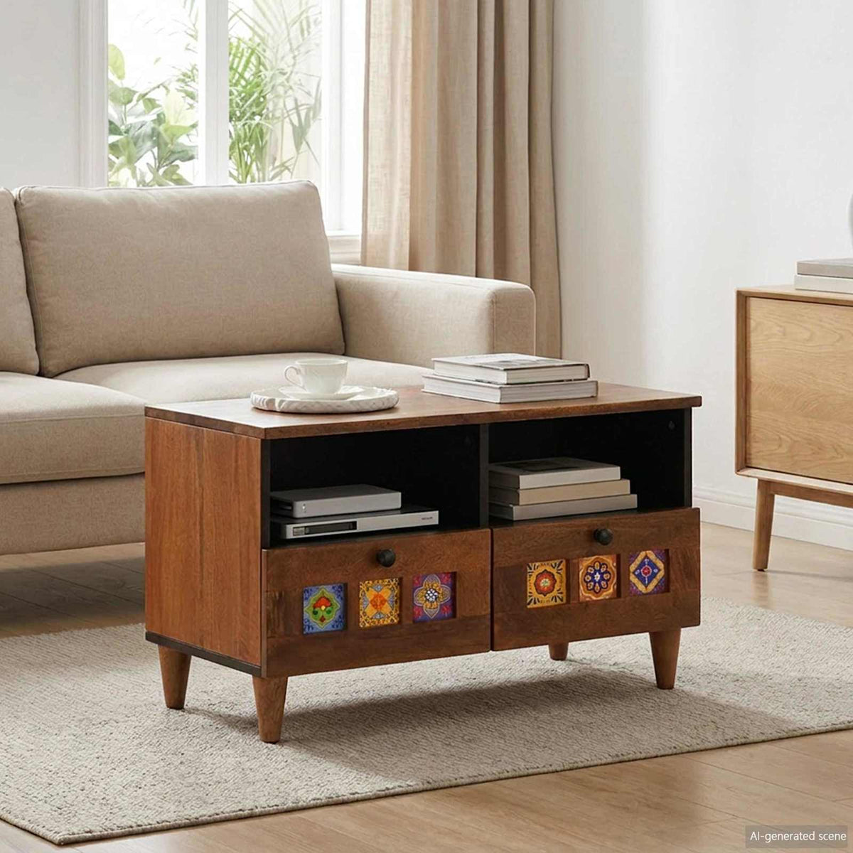 Coffee Table 80 x 54 x 40 cm Solid Mango Wood Walnut