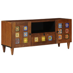 TV Cabinet with Drawer Walnut Solid Mango Wood, image 2