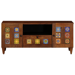 TV Cabinet with Drawer Walnut Solid Mango Wood, image 4