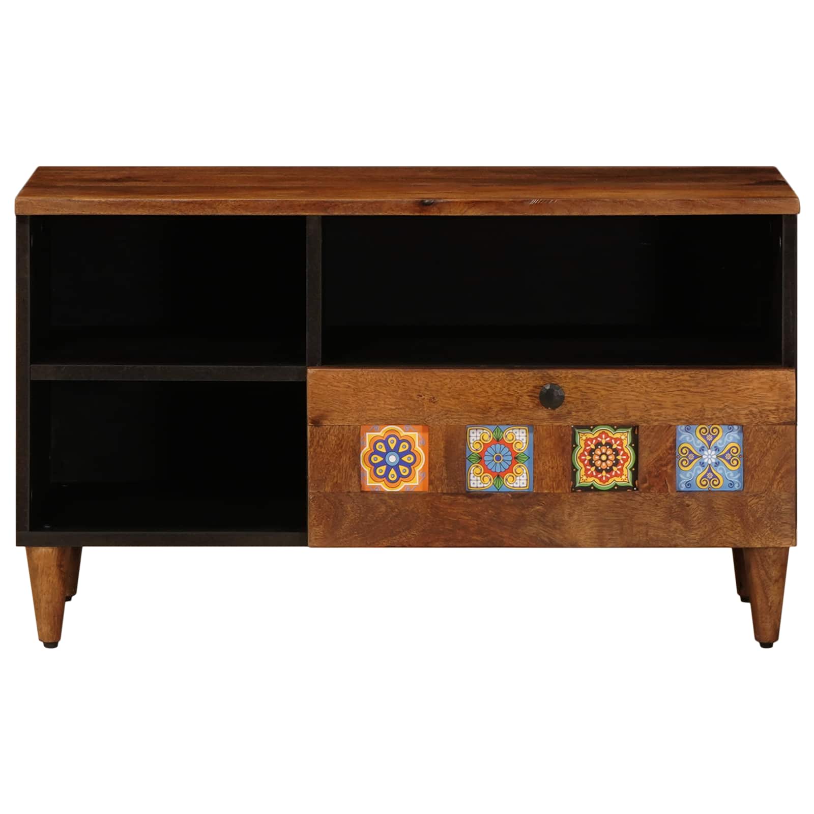 vidaXL TV Cabinet with Drawer Walnut 80 x 33 x 46 cm Solid Mango Wood 4