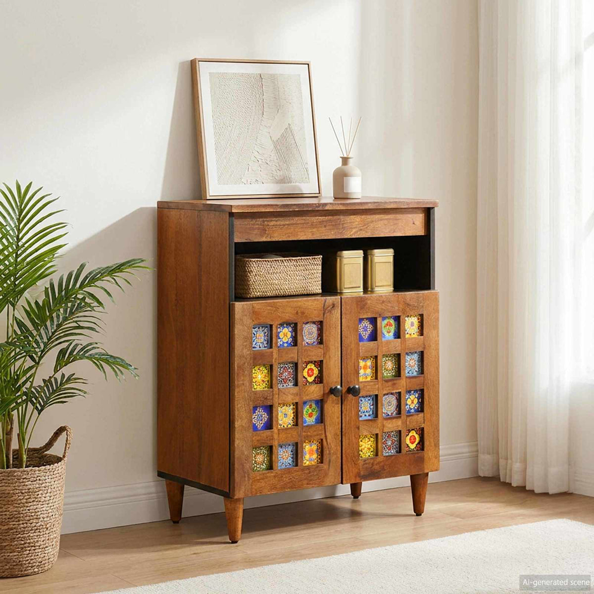 Sideboard Solid Mango Wood in Walnut