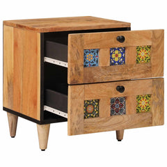 vidaXL Bedside Cabinet 2 pcs Natural 40 x 33 x 46 cm Solid Mango Wood 2
