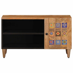 vidaXL TV Cabinet with Door Natural 80 x 33 x 46 cm Solid Mango Wood 3