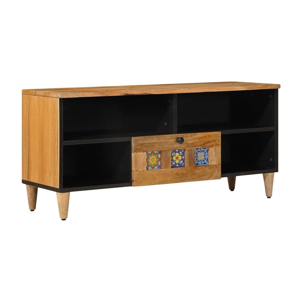 TV Cabinet with Shelf Natural Solid Mango Wood