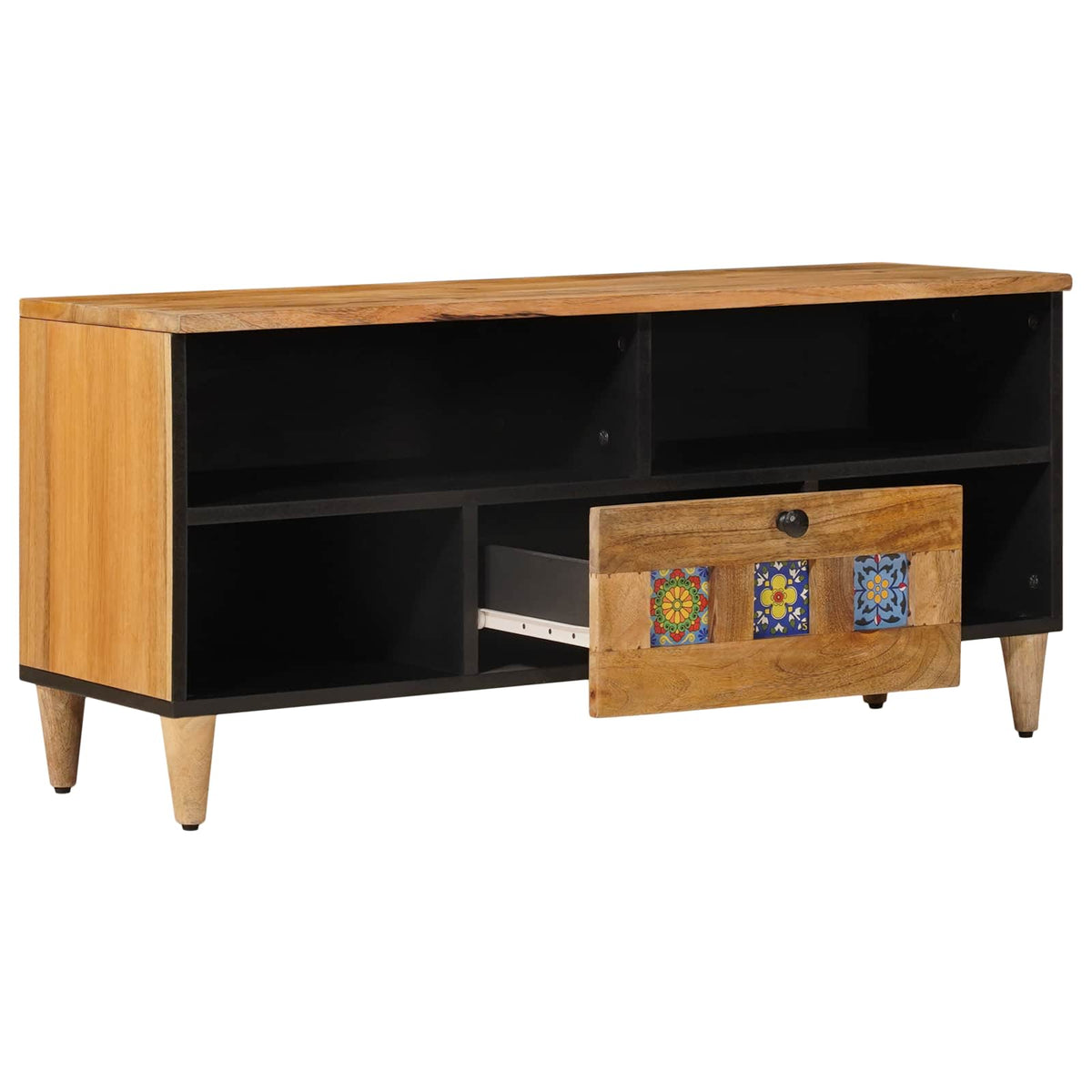 TV Cabinet with Shelf Natural Solid Mango Wood, image 2