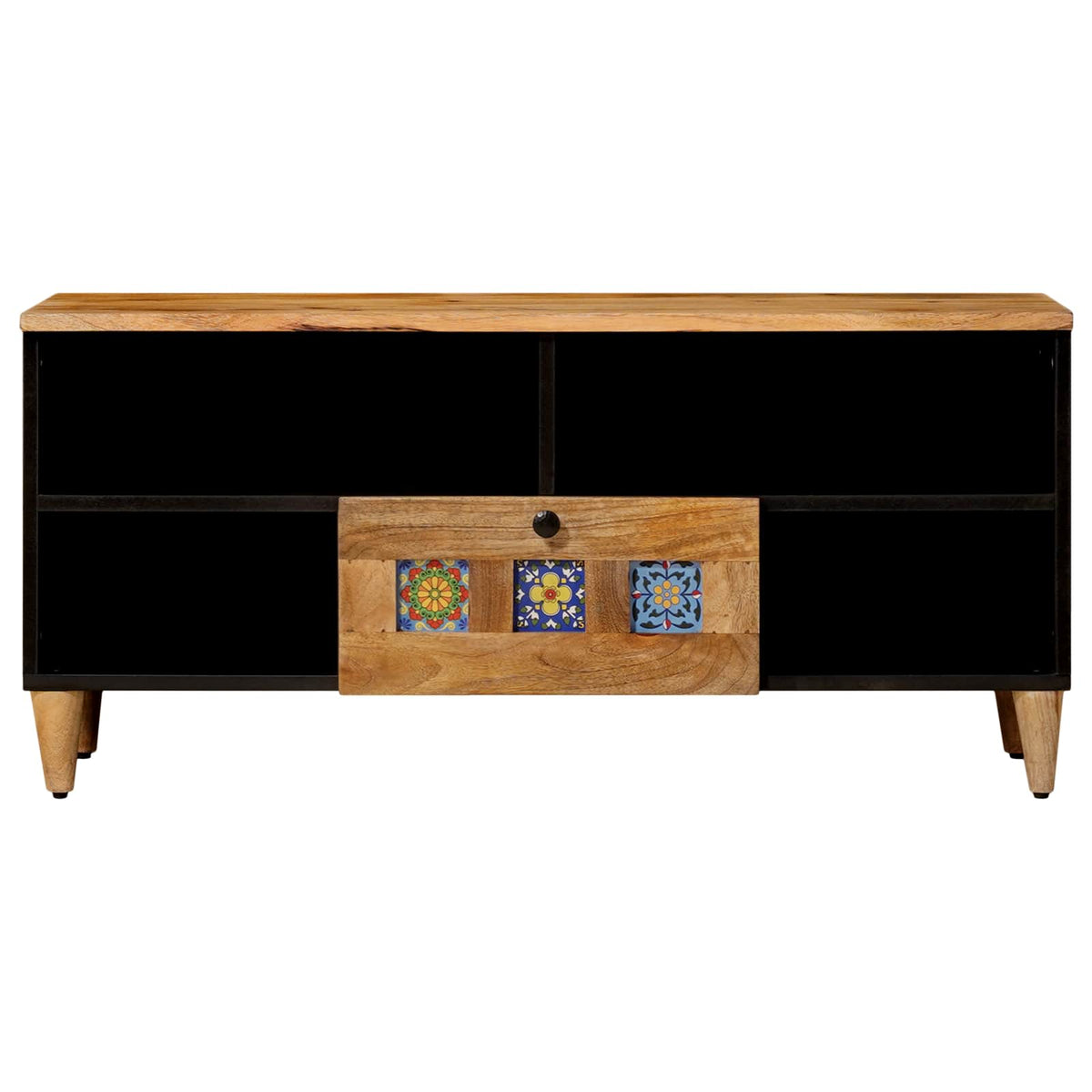 TV Cabinet with Shelf Natural Solid Mango Wood, image 3