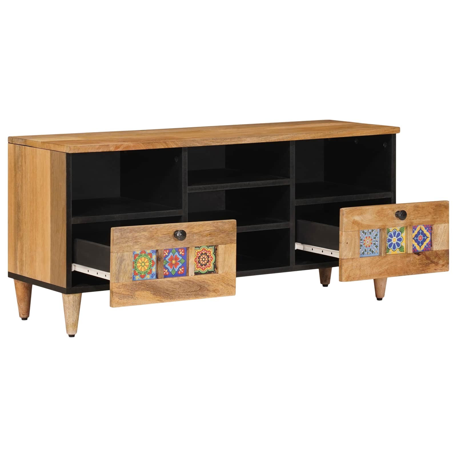 vidaXL TV Cabinet with Shelf Natural 100 x 33 x 46 cm Solid Mango Wood 2