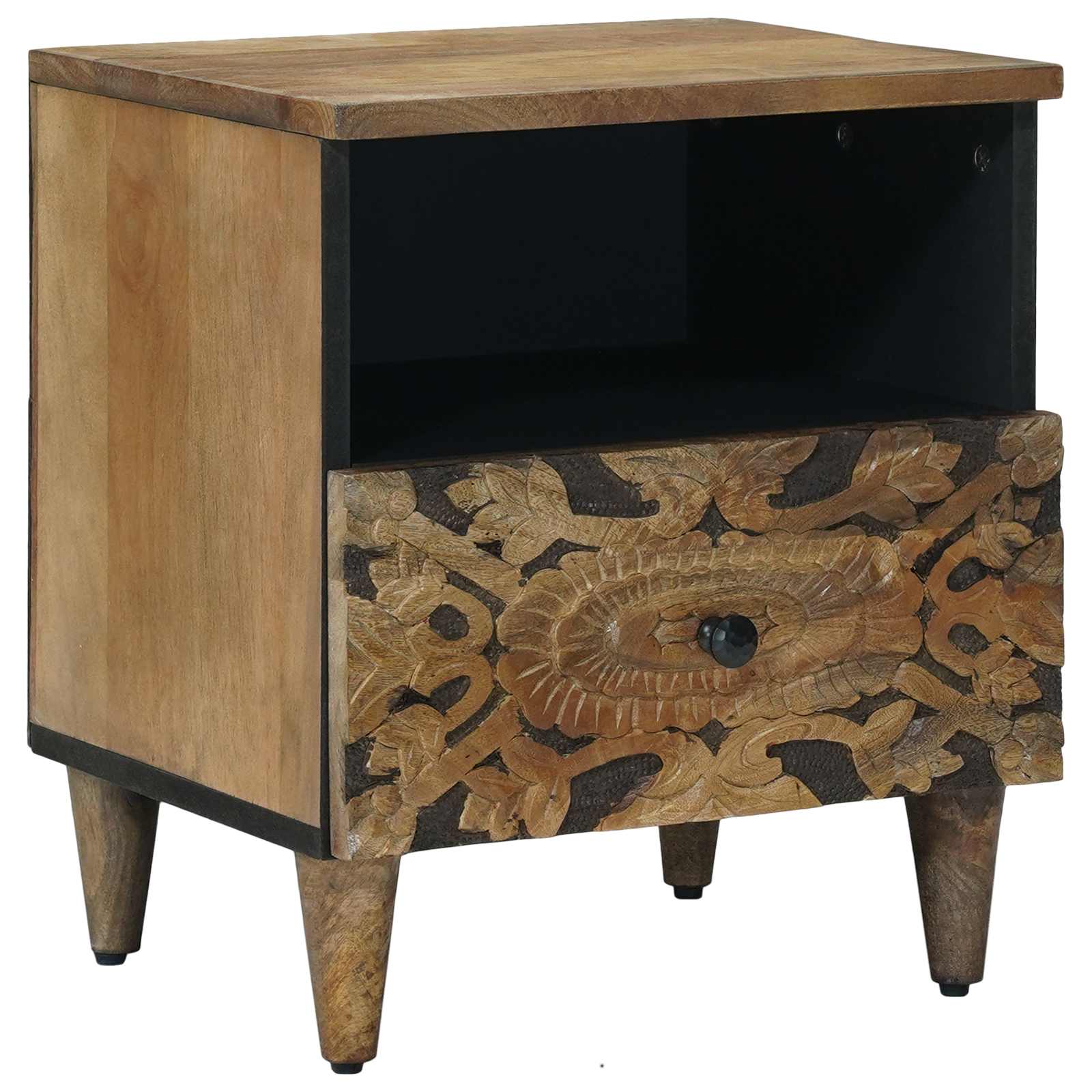 vidaXL Bed cabinet with Drawer Brown 40 x 33 x 46 cm Solid Mango Wood 1