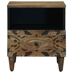 vidaXL Bed cabinet with Drawer Brown 40 x 33 x 46 cm Solid Mango Wood 3