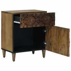 vidaXL Bed cabinet with Drawer Brown 50 x 33 x 60 cm Solid Mango Wood 2