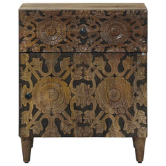 vidaXL Bed cabinet with Drawer Brown 50 x 33 x 60 cm Solid Mango Wood 3