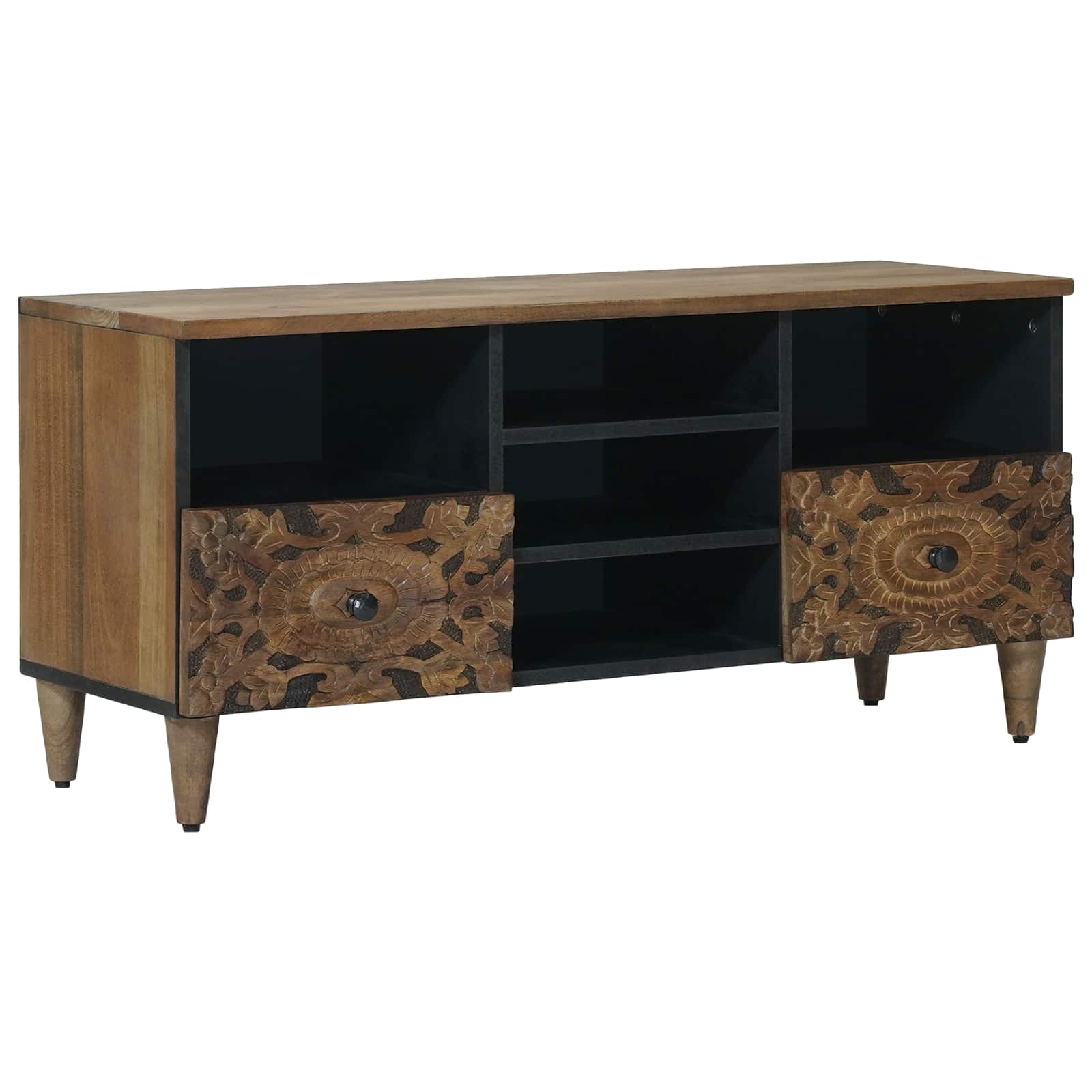 vidaXL TV Cabinet with Shelf Brown 100 x 33.5 x 46 cm Solid Mango Wood 1